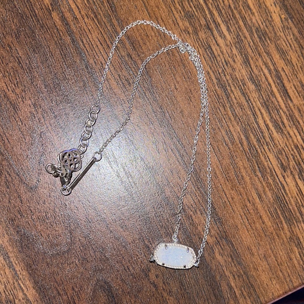 Kendra Scott White Druzy silver pendant necklace